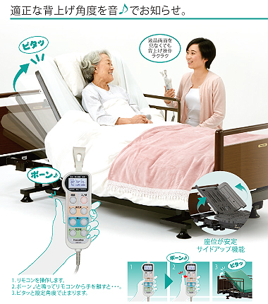快適な介護を目指して、あらゆる安全性を高める新機能を搭載した「介護ベッド」